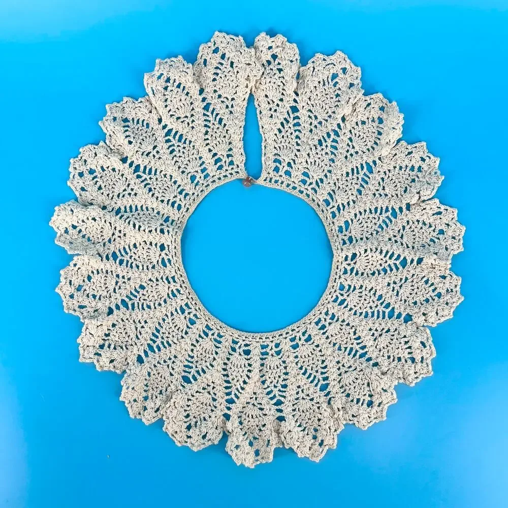 70s Crochet Collar ivory Cottage Cottagecore 1970s Vintage